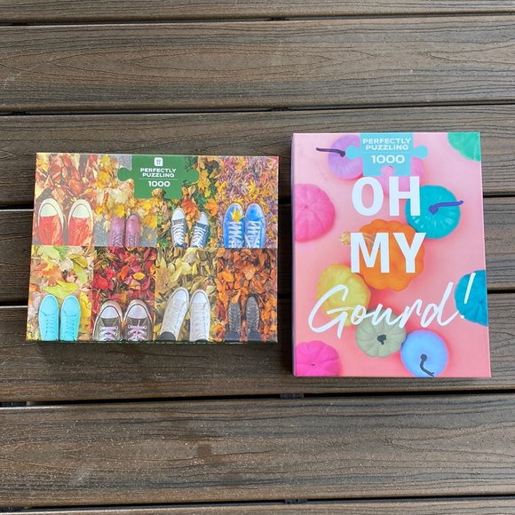 Set of 2 “Perfectly Puzzling” Fall Themed 1000 piece Puzzles - Picture 1 of 5